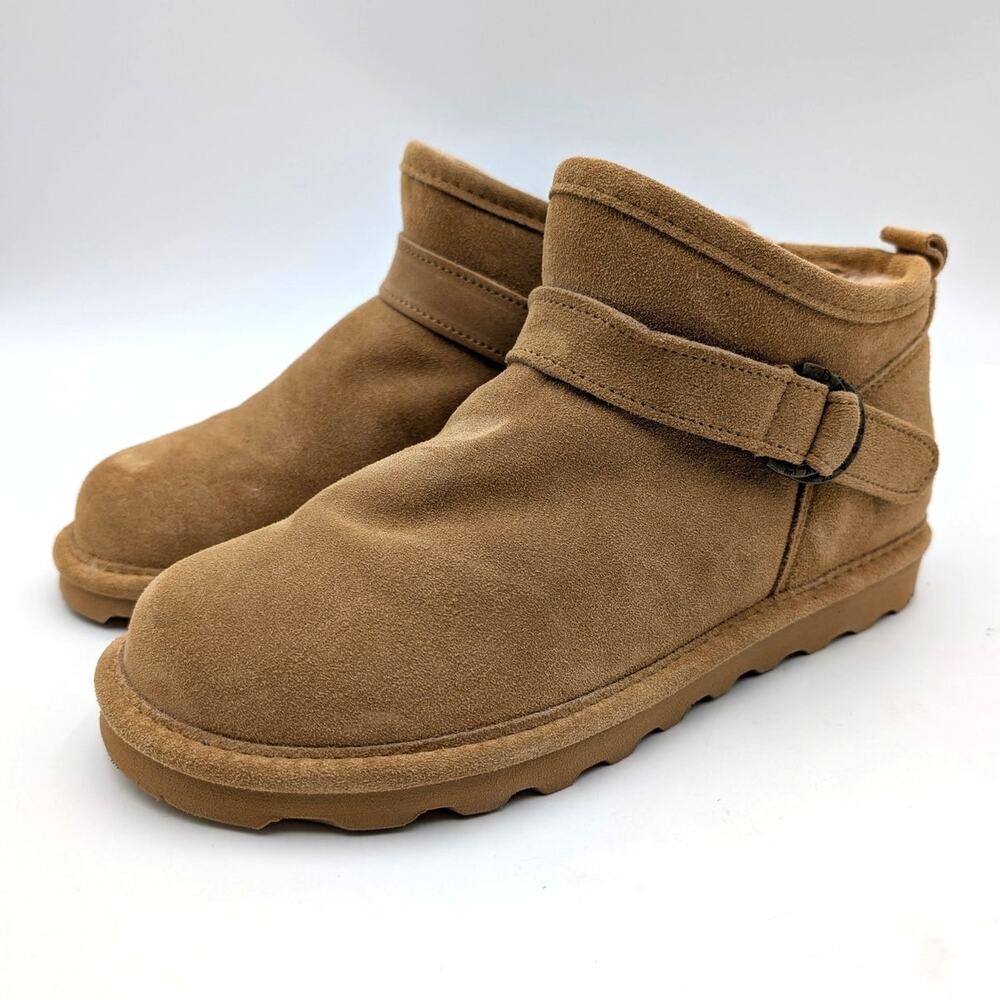 Bearpaw Petite Buckle Ankle Boot Round Toe Women's Iced Coffee Size US10 EU41
